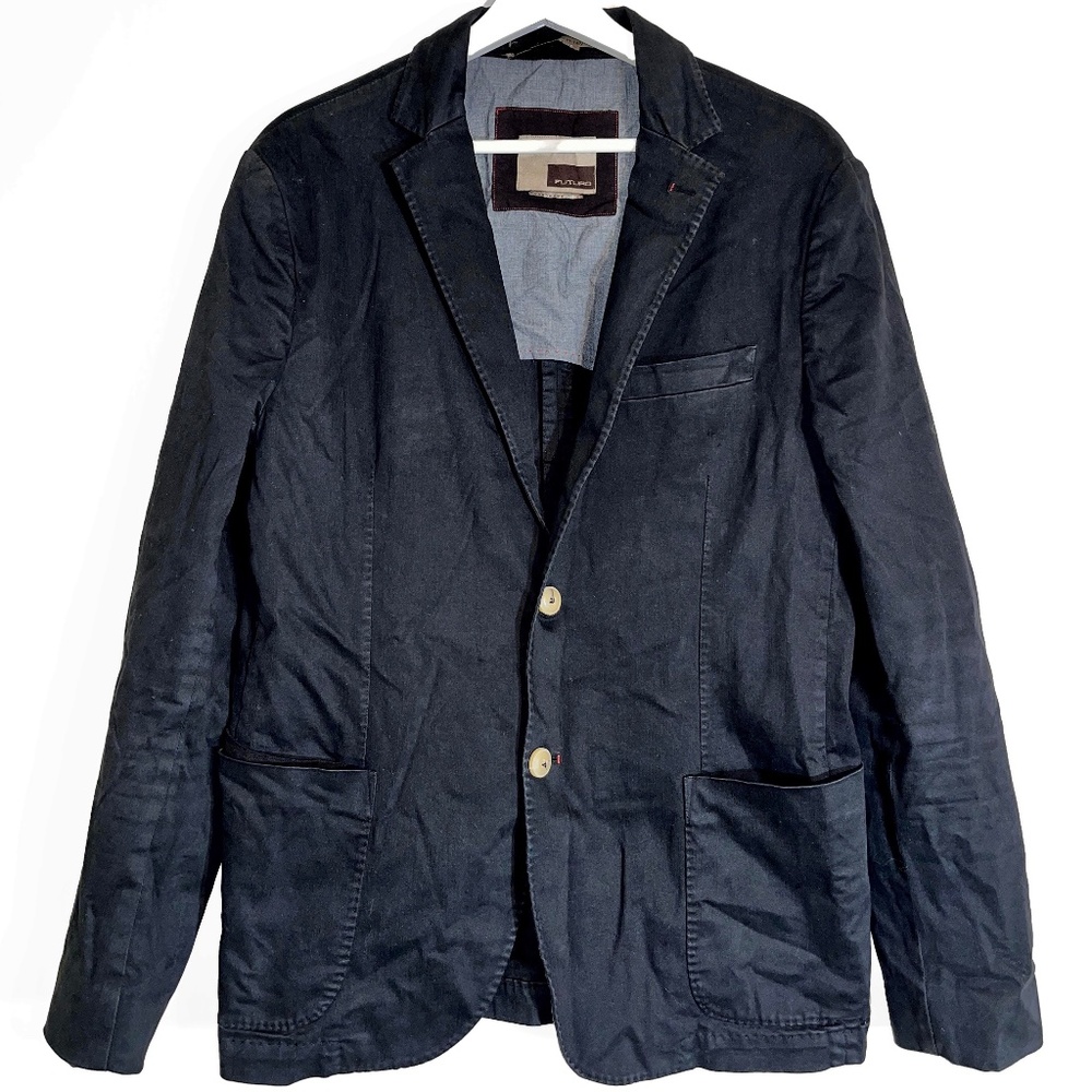 Futuro Handmade Italian Suit, Black Cotton, Jacket/Pants, Euro Size 50 (40R) NEW